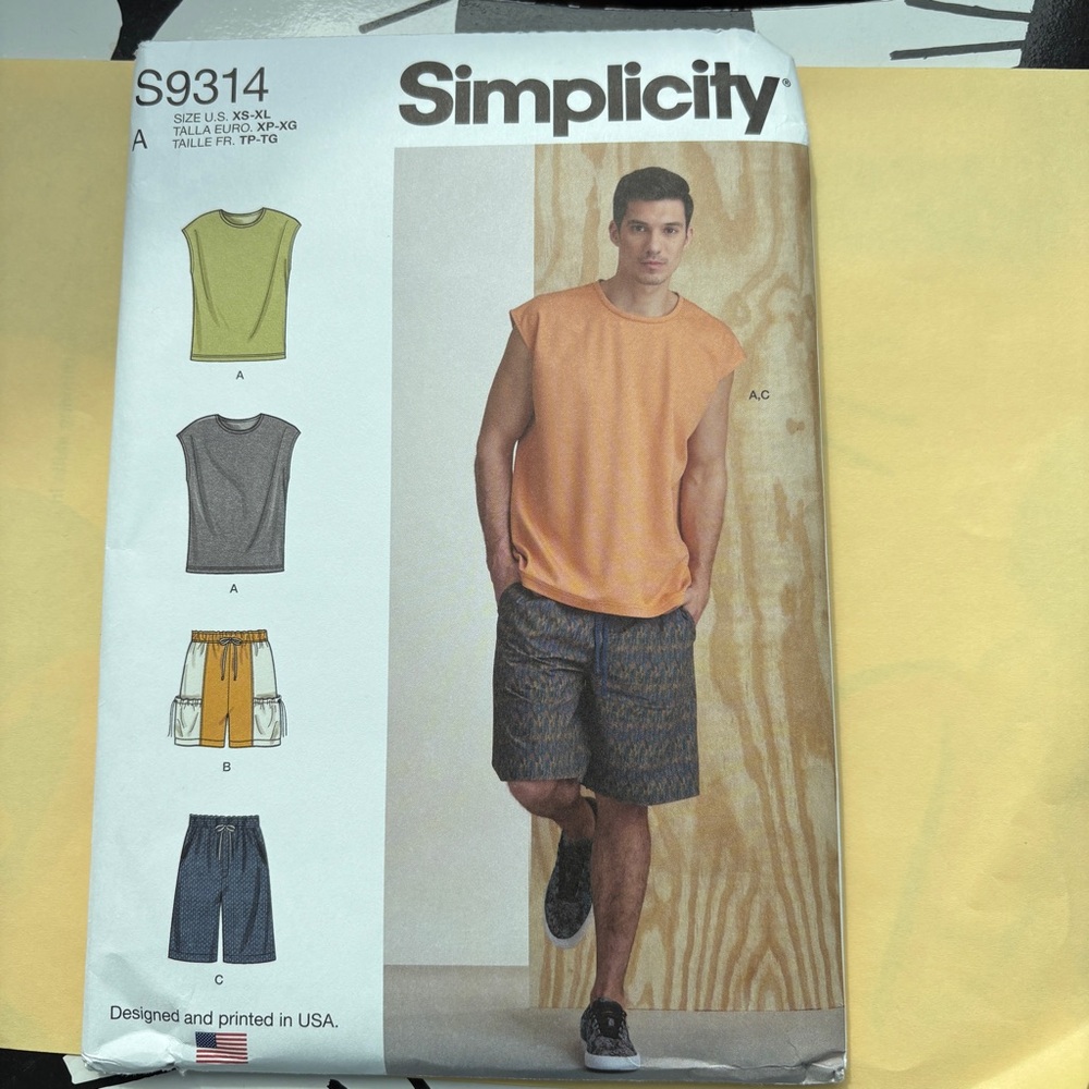 Simplicity Pattern S9314 A for Men’s Knit Top and Shorts